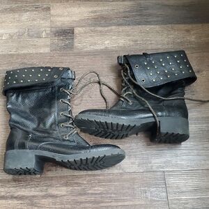 Pu Leather Gold Studded Boots